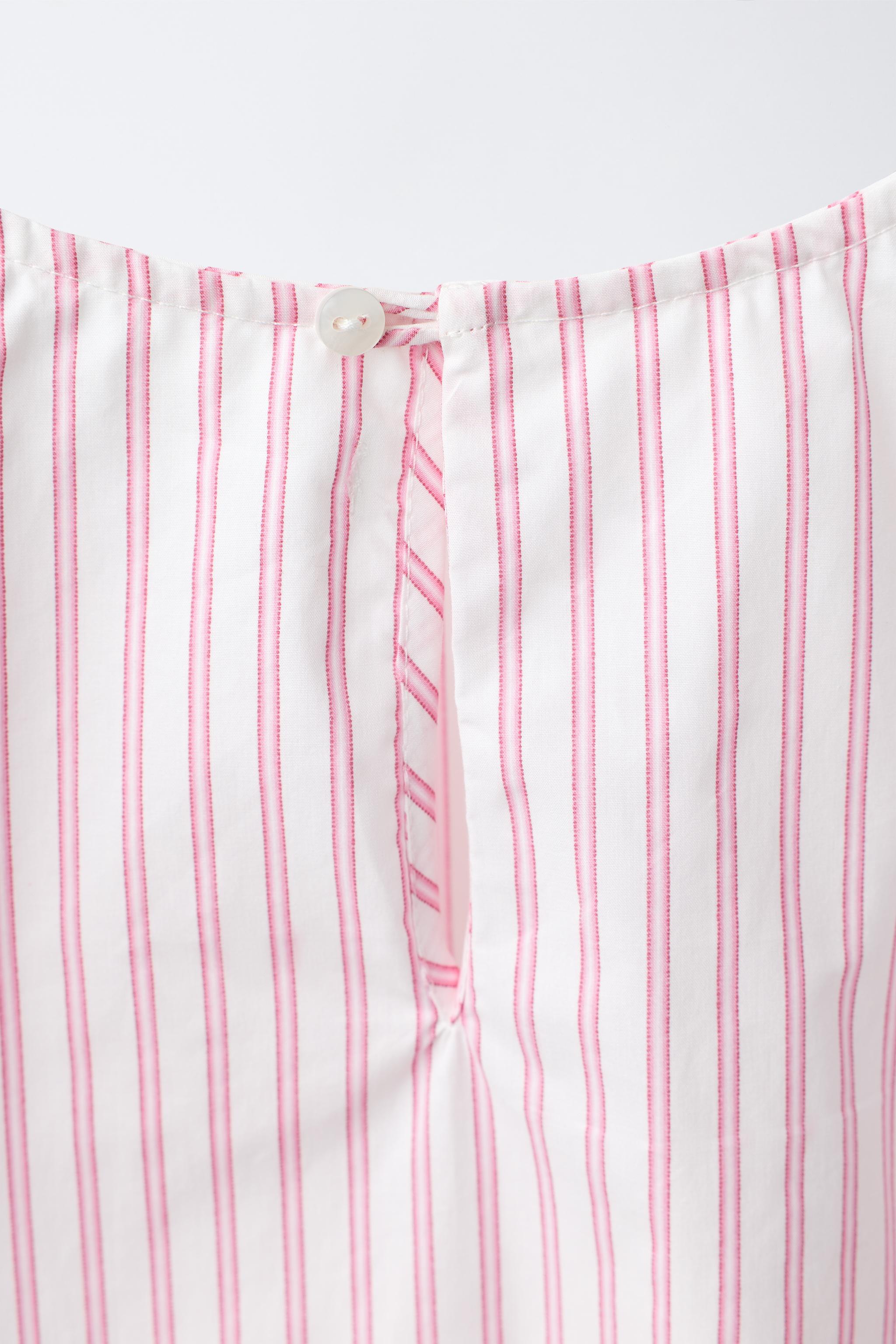 STRIPED FROG FASTENING BLOUSE